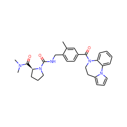 Cc1cc(C(=O)N2CCc3cccn3-c3ccccc32)ccc1CNC(=O)N1CCC[C@H]1C(=O)N(C)C ZINC000042891583