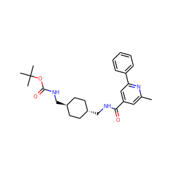 Cc1cc(C(=O)NC[C@H]2CC[C@H](CNC(=O)OC(C)(C)C)CC2)cc(-c2ccccc2)n1 ZINC000253992145