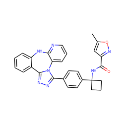 Cc1cc(C(=O)NC2(c3ccc(-c4nnc5n4-c4cccnc4Nc4ccccc4-5)cc3)CCC2)no1 ZINC000096174141