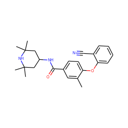 Cc1cc(C(=O)NC2CC(C)(C)NC(C)(C)C2)ccc1Oc1ccccc1C#N ZINC000169341298