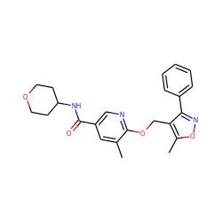 Cc1cc(C(=O)NC2CCOCC2)cnc1OCc1c(-c2ccccc2)noc1C ZINC000141251869