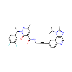 Cc1cc(C(=O)NCC#Cc2ccc3ncc4nc(C)n(C(C)C)c4c3c2)c(=O)n([C@@H](C)c2ccc(F)c(F)c2)n1 ZINC000169710227