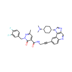 Cc1cc(C(=O)NCC#Cc2ccc3ncc4ncn([C@H]5CC[C@@H](N(C)C)CC5)c4c3c2)c(=O)n(Cc2ccc(F)c(F)c2)n1 ZINC000261164757