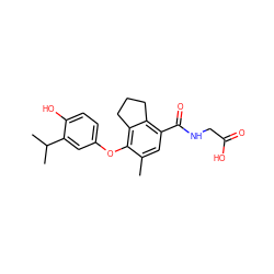 Cc1cc(C(=O)NCC(=O)O)c2c(c1Oc1ccc(O)c(C(C)C)c1)CCC2 ZINC000038477746