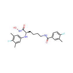 Cc1cc(C(=O)NCCCC[C@@H](Nc2cc(C)c(F)c(C)c2)C(=O)NO)ccc1F ZINC000064539366