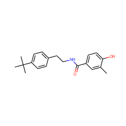 Cc1cc(C(=O)NCCc2ccc(C(C)(C)C)cc2)ccc1O ZINC001464127311