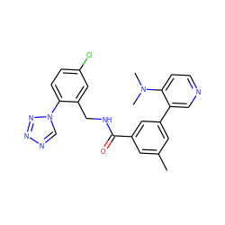 Cc1cc(C(=O)NCc2cc(Cl)ccc2-n2cnnn2)cc(-c2cnccc2N(C)C)c1 ZINC000066080305