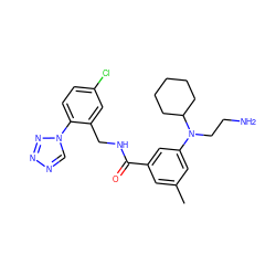 Cc1cc(C(=O)NCc2cc(Cl)ccc2-n2cnnn2)cc(N(CCN)C2CCCCC2)c1 ZINC000066066483