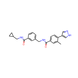 Cc1cc(C(=O)NCc2cccc(C(=O)NCC3CC3)c2)ccc1-c1cn[nH]c1 ZINC001772603630