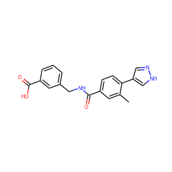 Cc1cc(C(=O)NCc2cccc(C(=O)O)c2)ccc1-c1cn[nH]c1 ZINC001772637366