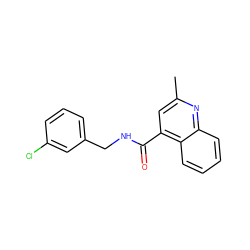 Cc1cc(C(=O)NCc2cccc(Cl)c2)c2ccccc2n1 ZINC000002626220