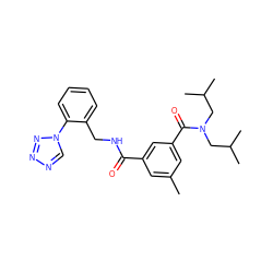 Cc1cc(C(=O)NCc2ccccc2-n2cnnn2)cc(C(=O)N(CC(C)C)CC(C)C)c1 ZINC000066079650