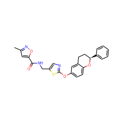 Cc1cc(C(=O)NCc2cnc(Oc3ccc4c(c3)CC[C@@H](c3ccccc3)O4)s2)on1 ZINC000169688248