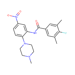 Cc1cc(C(=O)Nc2cc([N+](=O)[O-])ccc2N2CCN(C)CC2)cc(C)c1F ZINC000653846320