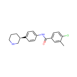 Cc1cc(C(=O)Nc2ccc([C@@H]3CCCNC3)cc2)ccc1Cl ZINC000117719562