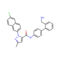 Cc1cc(C(=O)Nc2ccc(-c3ccccc3CN)cc2)n(-c2ccc3cc(Cl)ccc3c2)n1 ZINC000028233058