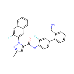 Cc1cc(C(=O)Nc2ccc(-c3ccccc3CN)cc2F)n(-c2cc3ccccc3cc2F)n1 ZINC000028235828