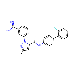 Cc1cc(C(=O)Nc2ccc(-c3ccccc3F)cc2)n(-c2cccc(C(=N)N)c2)n1 ZINC000013861915