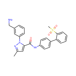 Cc1cc(C(=O)Nc2ccc(-c3ccccc3S(C)(=O)=O)cc2)n(-c2cccc(CN)c2)n1 ZINC000013529532