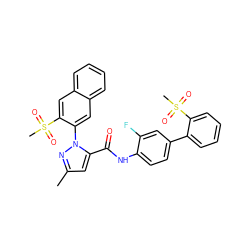 Cc1cc(C(=O)Nc2ccc(-c3ccccc3S(C)(=O)=O)cc2F)n(-c2cc3ccccc3cc2S(C)(=O)=O)n1 ZINC000028234299