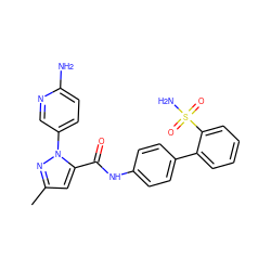 Cc1cc(C(=O)Nc2ccc(-c3ccccc3S(N)(=O)=O)cc2)n(-c2ccc(N)nc2)n1 ZINC000013527791