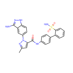 Cc1cc(C(=O)Nc2ccc(-c3ccccc3S(N)(=O)=O)cc2)n(-c2ccc3[nH]nc(N)c3c2)n1 ZINC000013527770