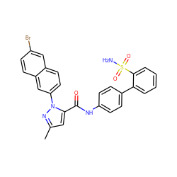 Cc1cc(C(=O)Nc2ccc(-c3ccccc3S(N)(=O)=O)cc2)n(-c2ccc3cc(Br)ccc3c2)n1 ZINC000029399738