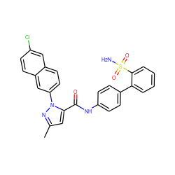 Cc1cc(C(=O)Nc2ccc(-c3ccccc3S(N)(=O)=O)cc2)n(-c2ccc3cc(Cl)ccc3c2)n1 ZINC000013442883