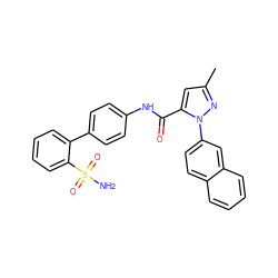 Cc1cc(C(=O)Nc2ccc(-c3ccccc3S(N)(=O)=O)cc2)n(-c2ccc3ccccc3c2)n1 ZINC000013442868