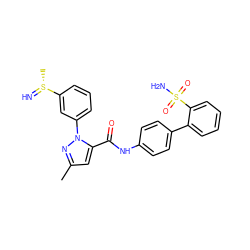 Cc1cc(C(=O)Nc2ccc(-c3ccccc3S(N)(=O)=O)cc2)n(-c2cccc([S@@](C)=N)c2)n1 ZINC000013527759