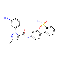 Cc1cc(C(=O)Nc2ccc(-c3ccccc3S(N)(=O)=O)cc2)n(-c2cccc(N)c2)n1 ZINC000013527724