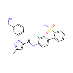 Cc1cc(C(=O)Nc2ccc(-c3ccccc3S(N)(=O)=O)cc2F)n(-c2cccc(CN)c2)n1 ZINC000013529529