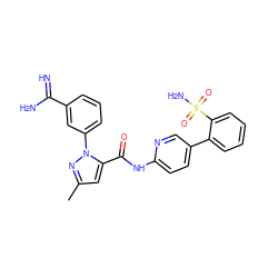 Cc1cc(C(=O)Nc2ccc(-c3ccccc3S(N)(=O)=O)cn2)n(-c2cccc(C(=N)N)c2)n1 ZINC000013861916