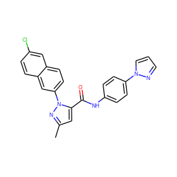 Cc1cc(C(=O)Nc2ccc(-n3cccn3)cc2)n(-c2ccc3cc(Cl)ccc3c2)n1 ZINC000028231932