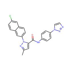 Cc1cc(C(=O)Nc2ccc(-n3ccnn3)cc2)n(-c2ccc3cc(Cl)ccc3c2)n1 ZINC000028231760