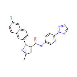 Cc1cc(C(=O)Nc2ccc(-n3nccn3)cc2)n(-c2ccc3cc(Cl)ccc3c2)n1 ZINC000028235585