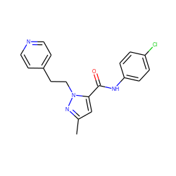 Cc1cc(C(=O)Nc2ccc(Cl)cc2)n(CCc2ccncc2)n1 ZINC000028822060