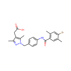 Cc1cc(C(=O)Nc2ccc(Cn3nc(C)c(CC(=O)O)c3C)cc2)c(C)cc1Br ZINC000142176091