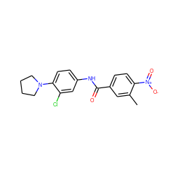 Cc1cc(C(=O)Nc2ccc(N3CCCC3)c(Cl)c2)ccc1[N+](=O)[O-] ZINC000001166322