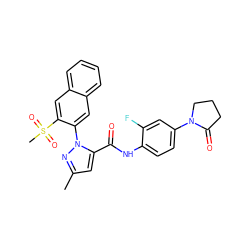 Cc1cc(C(=O)Nc2ccc(N3CCCC3=O)cc2F)n(-c2cc3ccccc3cc2S(C)(=O)=O)n1 ZINC000028235921