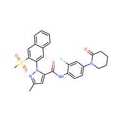 Cc1cc(C(=O)Nc2ccc(N3CCCCC3=O)cc2F)n(-c2cc3ccccc3cc2S(C)(=O)=O)n1 ZINC000028238996