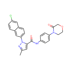 Cc1cc(C(=O)Nc2ccc(N3CCOCC3=O)cc2)n(-c2ccc3cc(Cl)ccc3c2)n1 ZINC000028233551