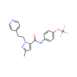 Cc1cc(C(=O)Nc2ccc(OC(F)(F)F)cc2)n(CCc2ccncc2)n1 ZINC000028822061