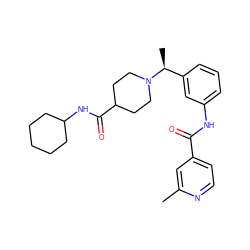 Cc1cc(C(=O)Nc2cccc([C@H](C)N3CCC(C(=O)NC4CCCCC4)CC3)c2)ccn1 ZINC001772573064