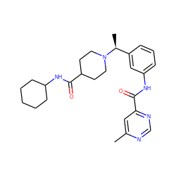 Cc1cc(C(=O)Nc2cccc([C@H](C)N3CCC(C(=O)NC4CCCCC4)CC3)c2)ncn1 ZINC001772632443