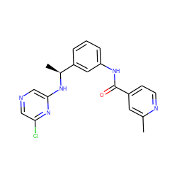 Cc1cc(C(=O)Nc2cccc([C@H](C)Nc3cncc(Cl)n3)c2)ccn1 ZINC000040847824