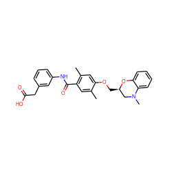 Cc1cc(C(=O)Nc2cccc(CC(=O)O)c2)c(C)cc1OC[C@@H]1CN(C)c2ccccc2O1 ZINC000059648932