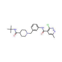 Cc1cc(C(=O)Nc2cccc(CN3CCC(C(=O)NC(C)(C)C)CC3)c2)c(Cl)nn1 ZINC001772619084