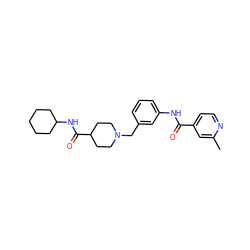 Cc1cc(C(=O)Nc2cccc(CN3CCC(C(=O)NC4CCCCC4)CC3)c2)ccn1 ZINC001772592647