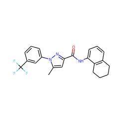 Cc1cc(C(=O)Nc2cccc3c2CCCC3)nn1-c1cccc(C(F)(F)F)c1 ZINC000026385428